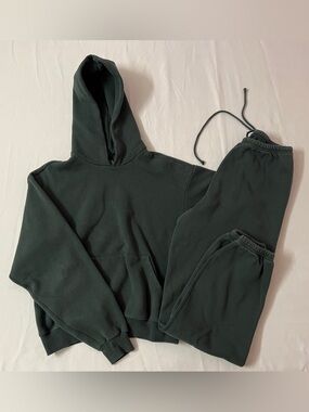 SKIMS Cotton Fleece Classic Hoodie Pullover + Jogger Joggers Sweatpants Set